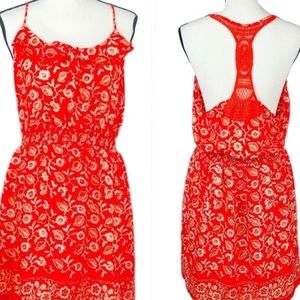 AEO Orange Cream Crochet Razorback Dress